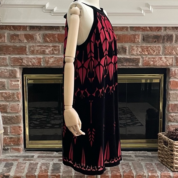 VINTAGE Y2K silk Max Studio red and black velvet accented dress / S / NWOT - Picture 3 of 12